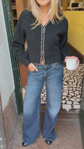 Sara Pearl Cardigan - Svart