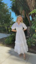 Vera Dobby Dress - Vit