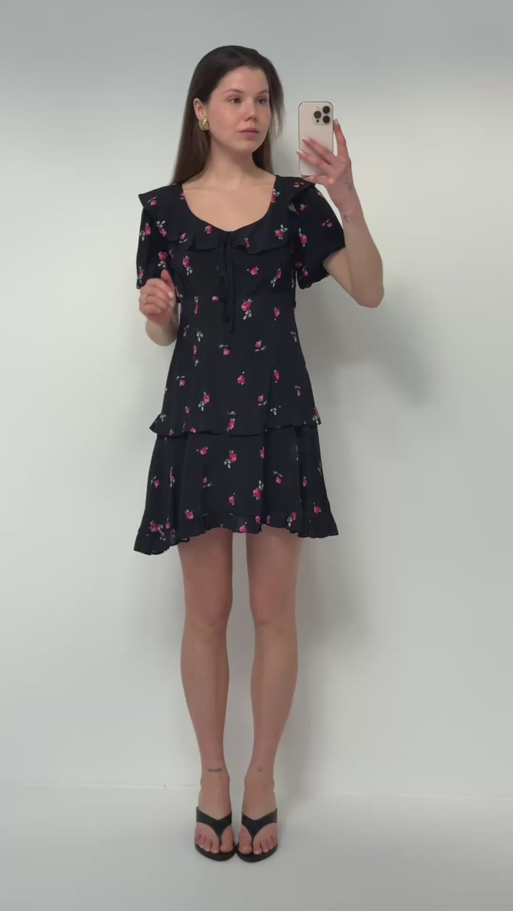 Ilse Flower Miniklänning - Black Pink