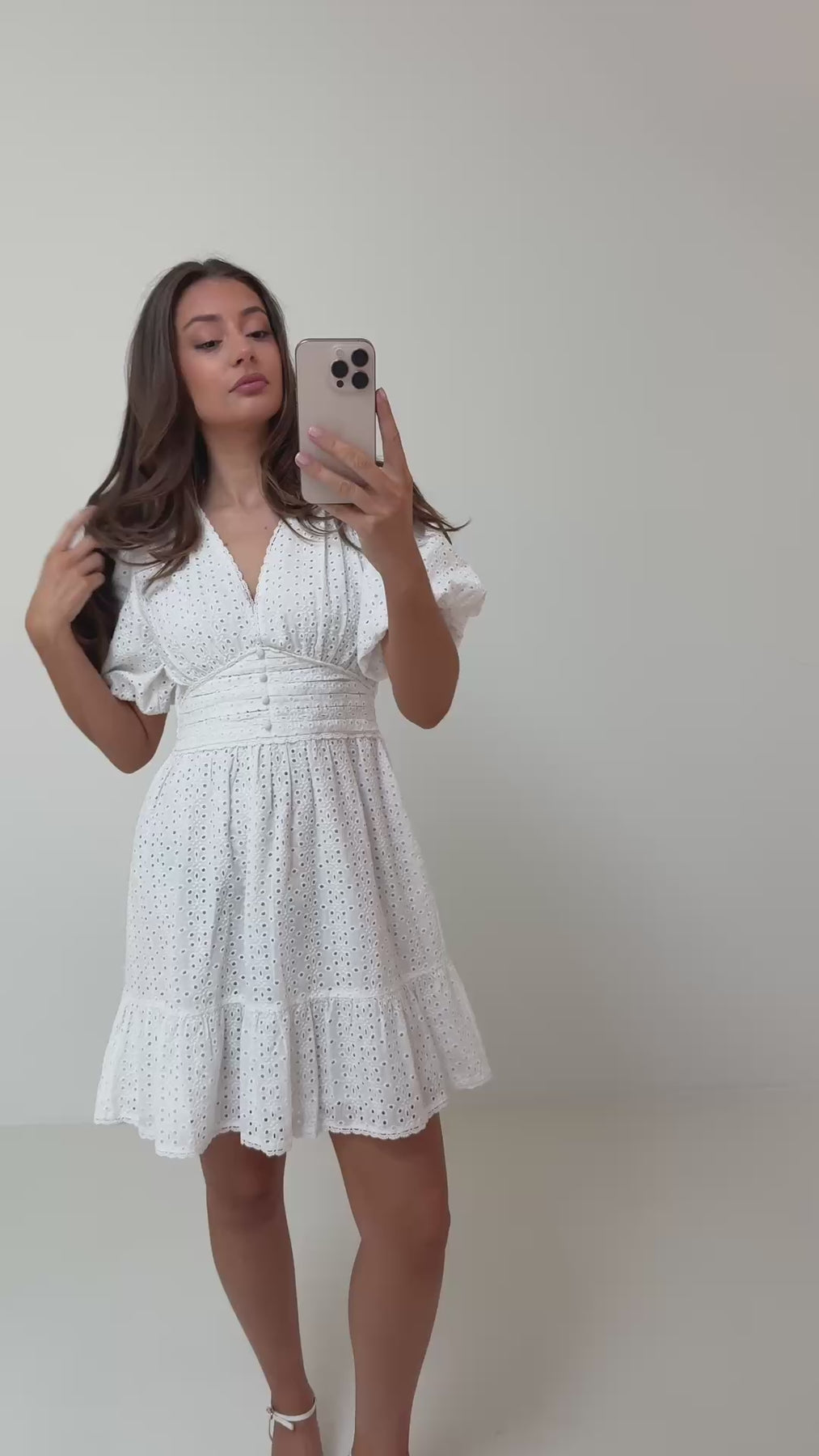Nordis Embroidery Mini Dress - Vit