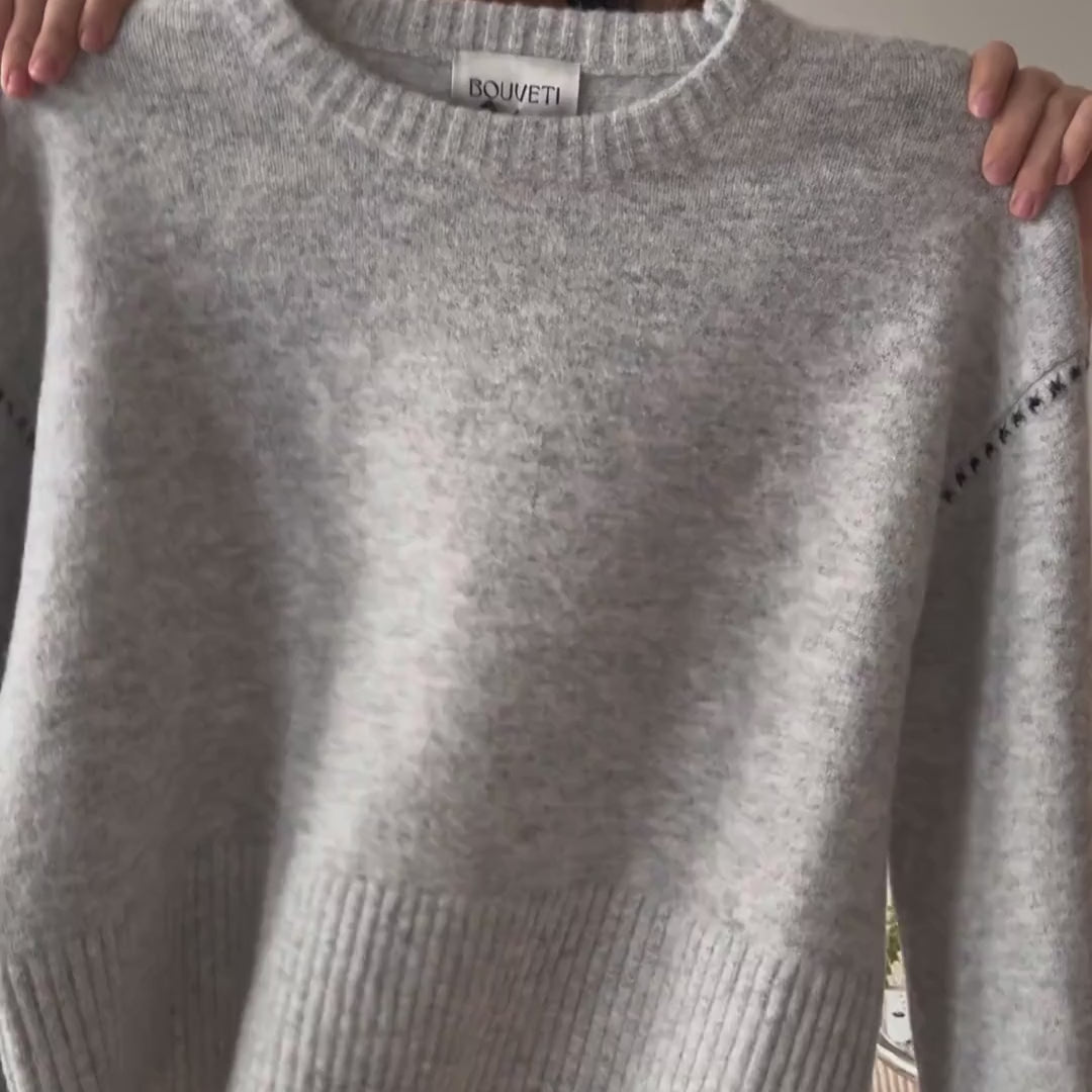 Susan Stitch Sweater - Light Grey Melange