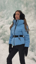 Emily Down Belt Jacket - Ljusblå