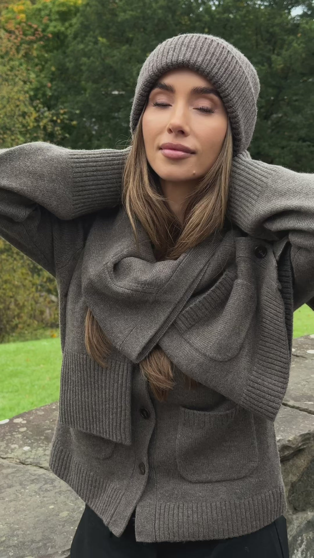 Liz Cashmere Knit Cardigan - Brun Melerad