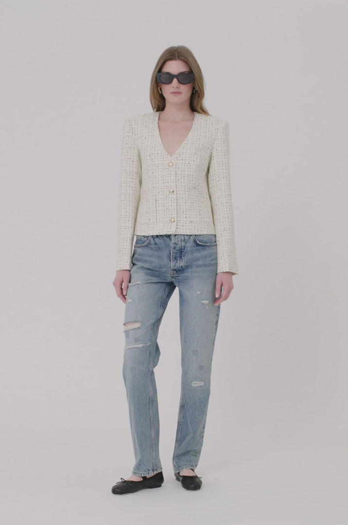 Anitta Jacket - Cream And Black Tweed