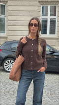 Mina Wool Cardigan - Dark Brown Melange