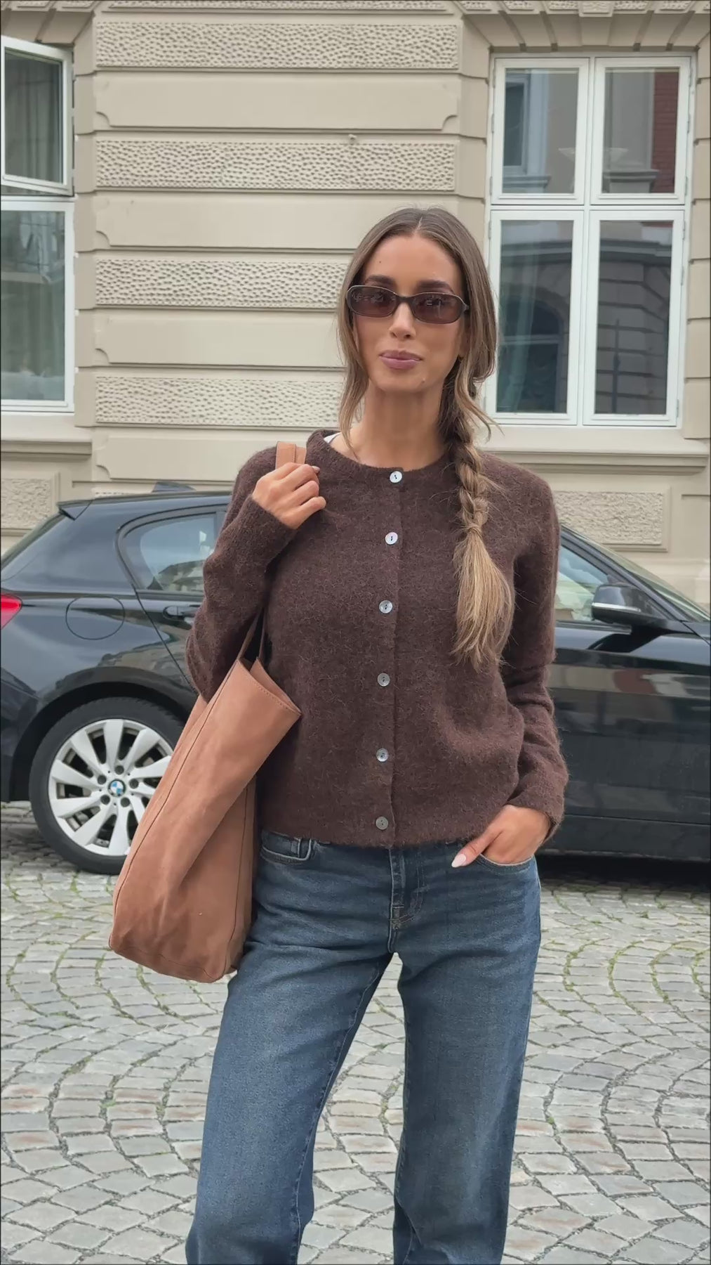 Mina Wool Cardigan - Dark Brown Melange