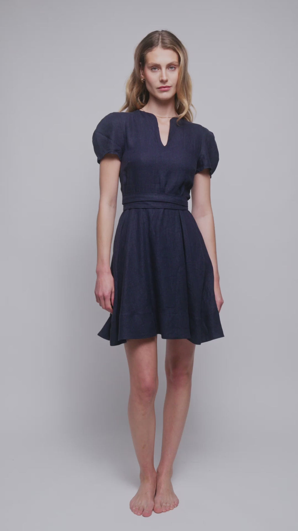 Zenya Linen Dress - Navy