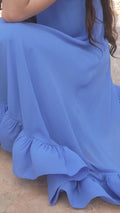 Sabrina Halterneck Ruffled Maxi Dress - Azure Blue