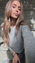 Mina Wool Cardigan - Ljusgrå melange