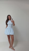Tora Gingham Mini Dress - Ljusblå