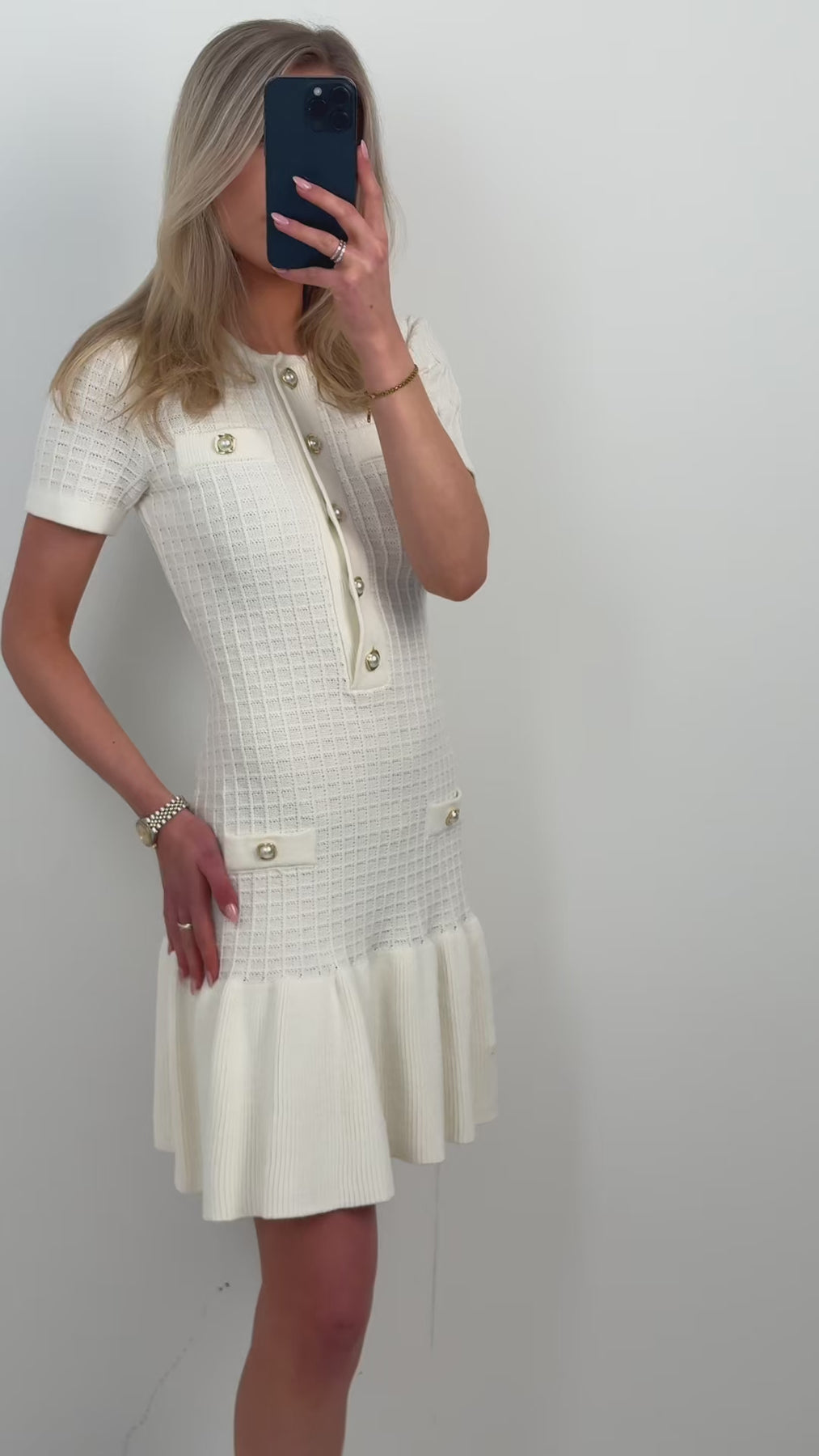 Gerdalil Cotton Knit Dress - Creme