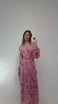 Hedvig Chiffon Maxiklänning - Rosa Blommig