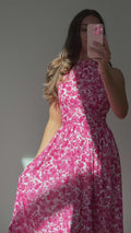 Harriet Chiffon Dress - Rosa Mönster
