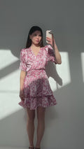 Jade Paisley Satin Dress - Pink