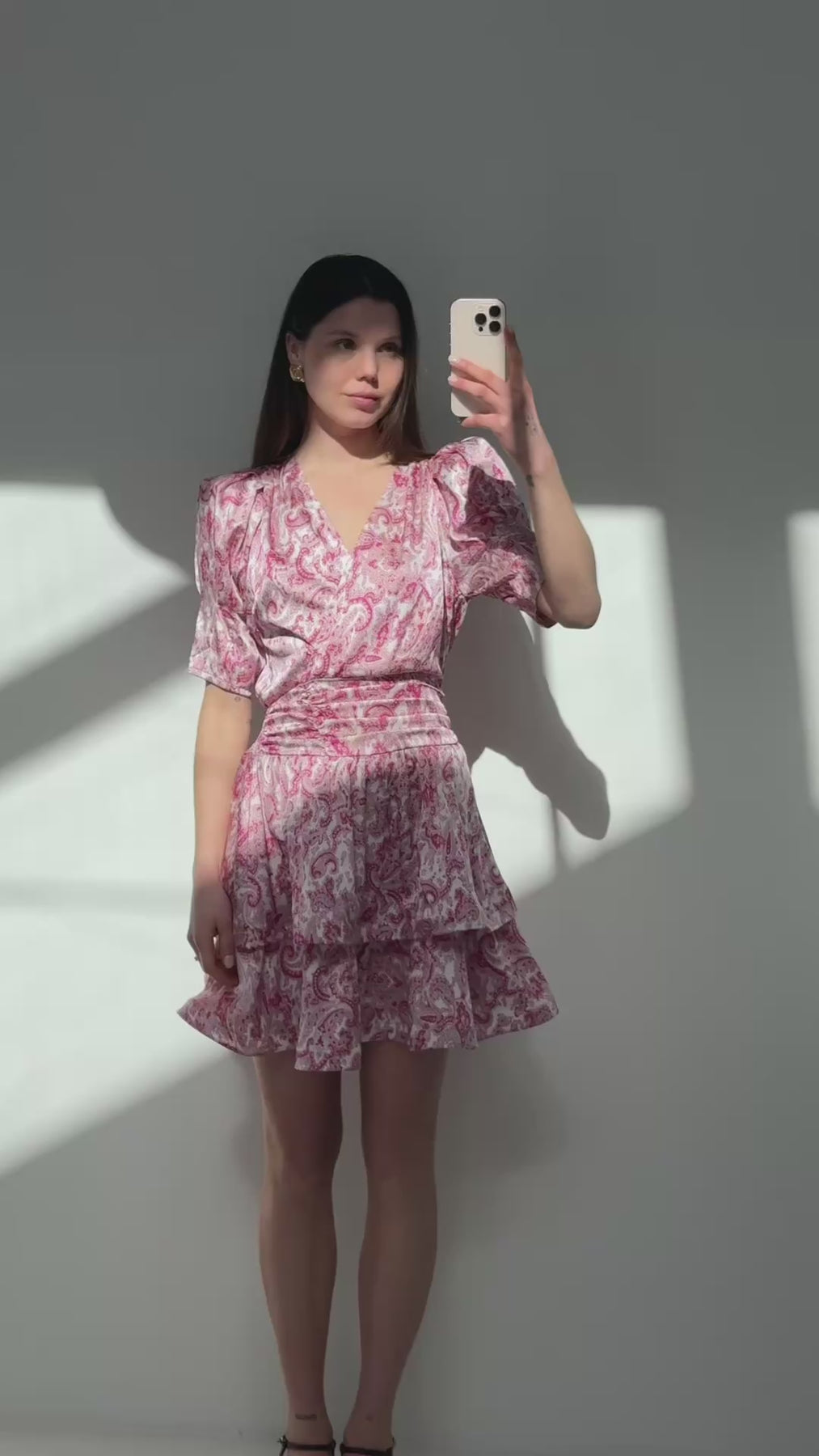 Jade Paisley Satin Dress - Pink
