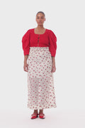 Cotton Poplin Smock Blouse - Racing Red