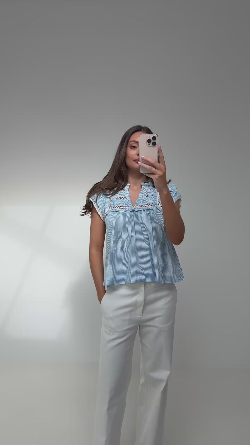 Vår Pinstripe Top - Blå randig