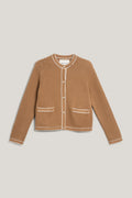 Contrast Knit Cardigan - Warm Khaki