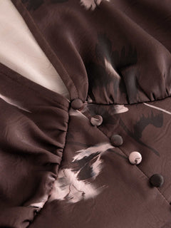 N-Lilith Ls Top - Dena Burgundy Print