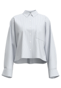 Astha Ls Cropped Boxy Shirt - Cashmere Blue Stripes