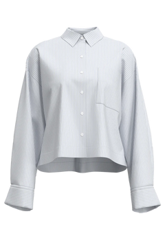 Astha Ls Cropped Boxy Shirt - Cashmere Blue Stripes