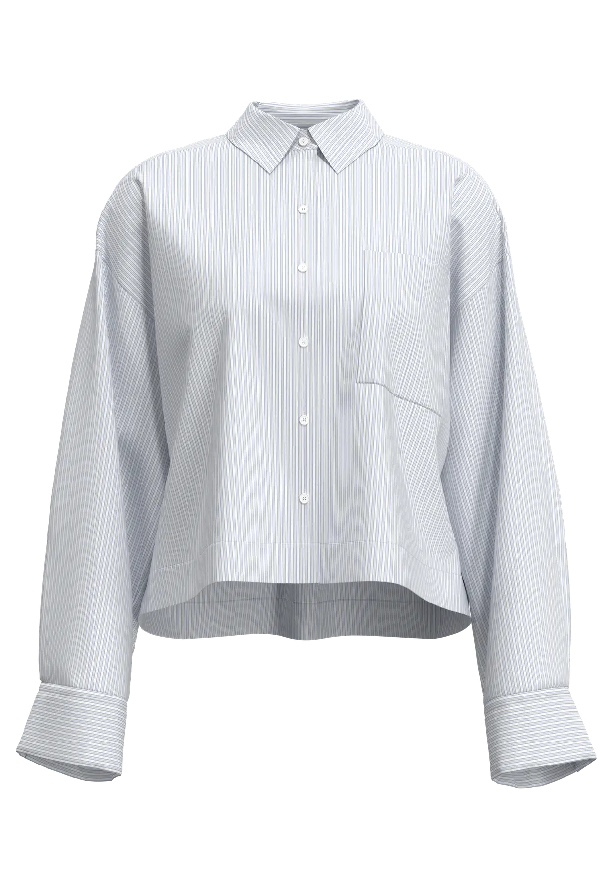 Astha Ls Cropped Boxy Shirt - Cashmere Blue Stripes