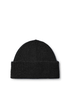 Lulu Wool Blend Knit Beanie - Black Melange