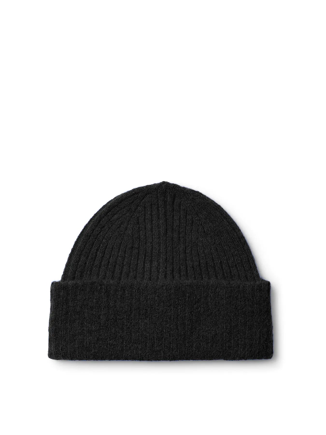 Lulu Wool Blend Knit Beanie - Black Melange