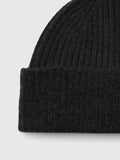 Lulu Wool Blend Knit Beanie - Black Melange