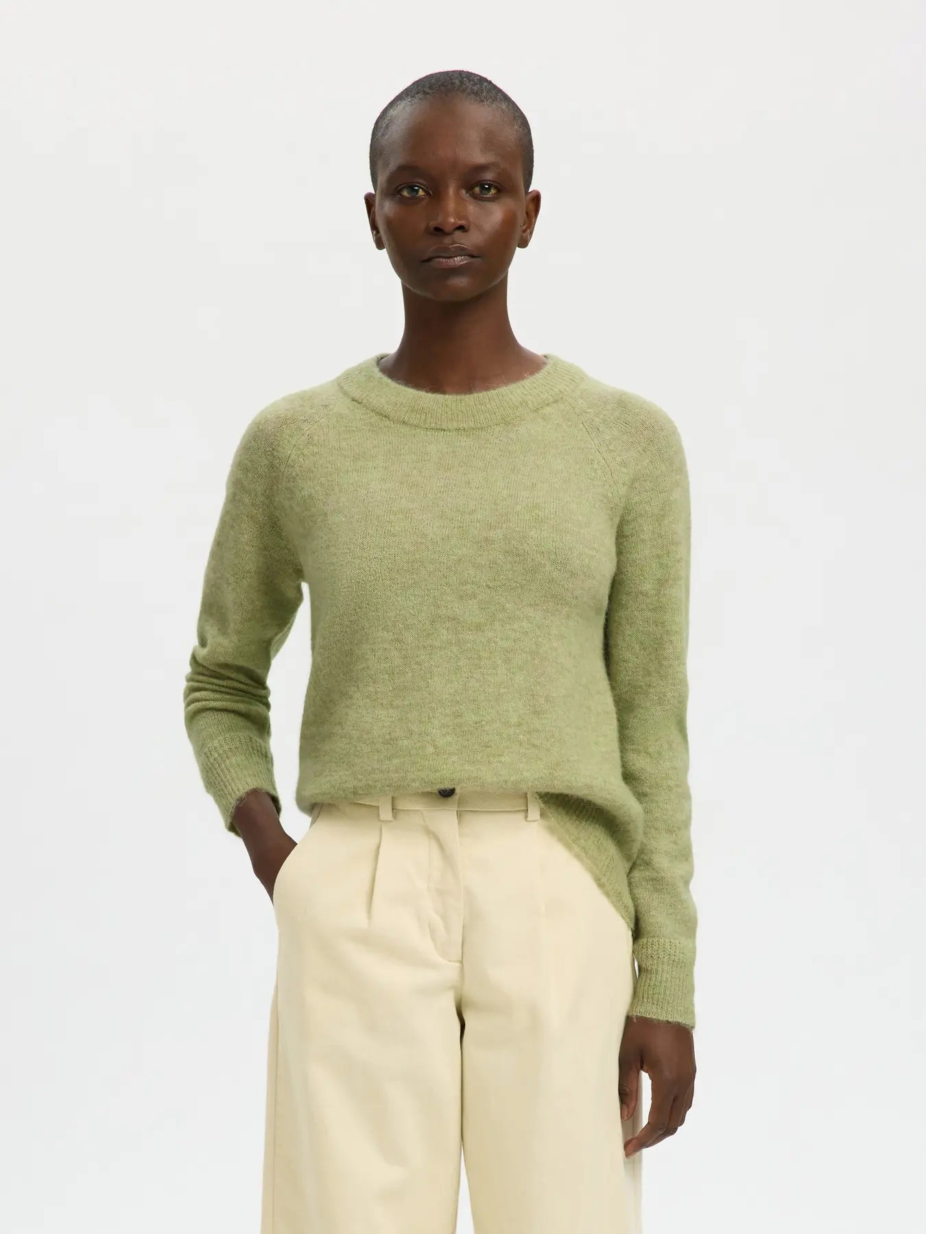 Lulu Ls Knit O-Neck - Lint Melange