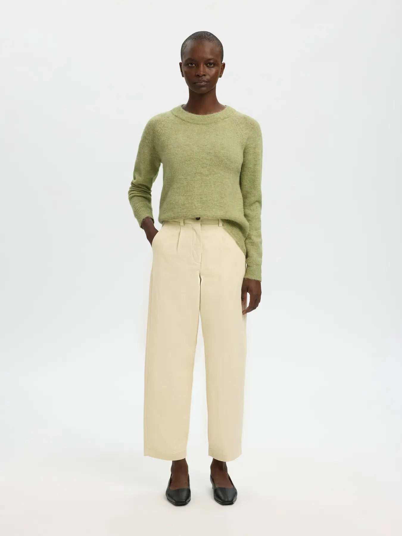 Lulu Ls Knit O-Neck - Lint Melange