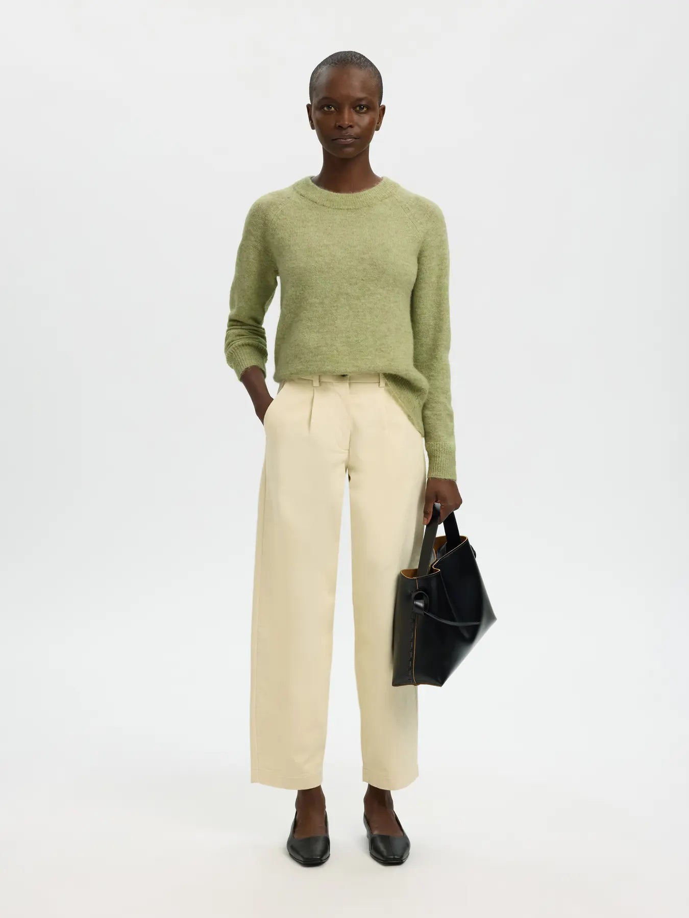 Lulu Ls Knit O-Neck - Lint Melange