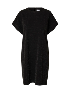 Oversized Sandra Ss Short Dress - Black W. Silver Lurex