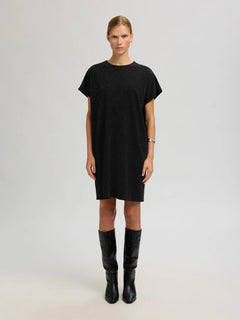 Oversized Sandra Ss Short Dress - Black W. Silver Lurex