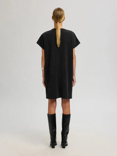 Oversized Sandra Ss Short Dress - Black W. Silver Lurex