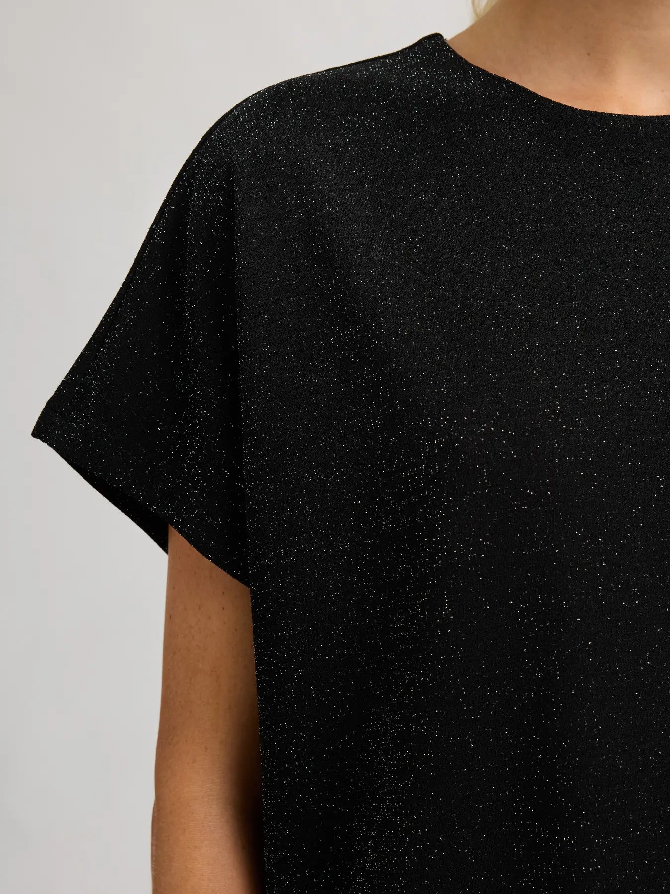 Oversized Sandra SS Short Dress - Svart med silverlurex