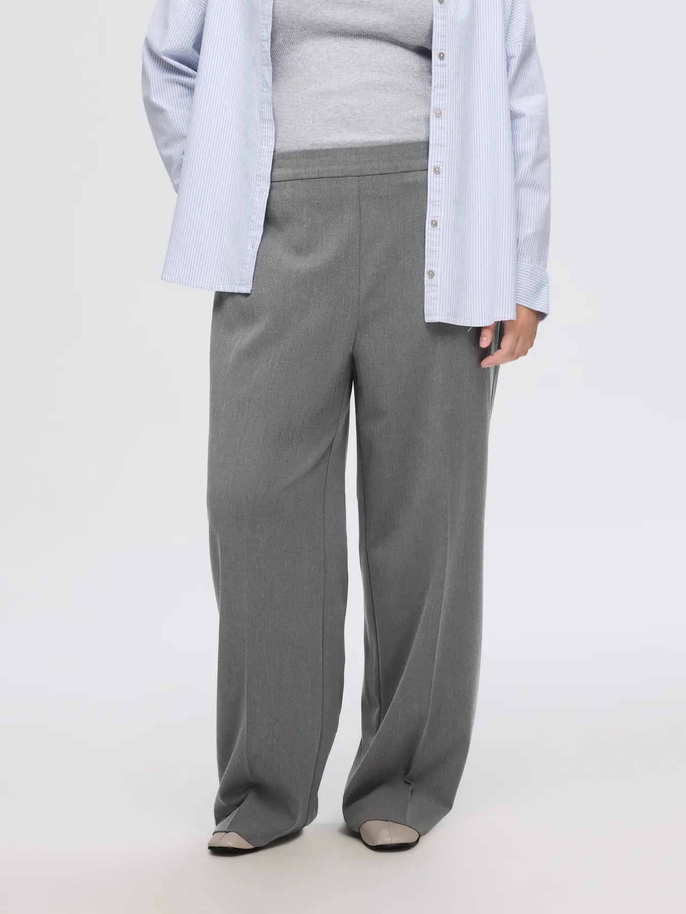 Emma-Tara Mw Wide Pant - Medium Grey Melange