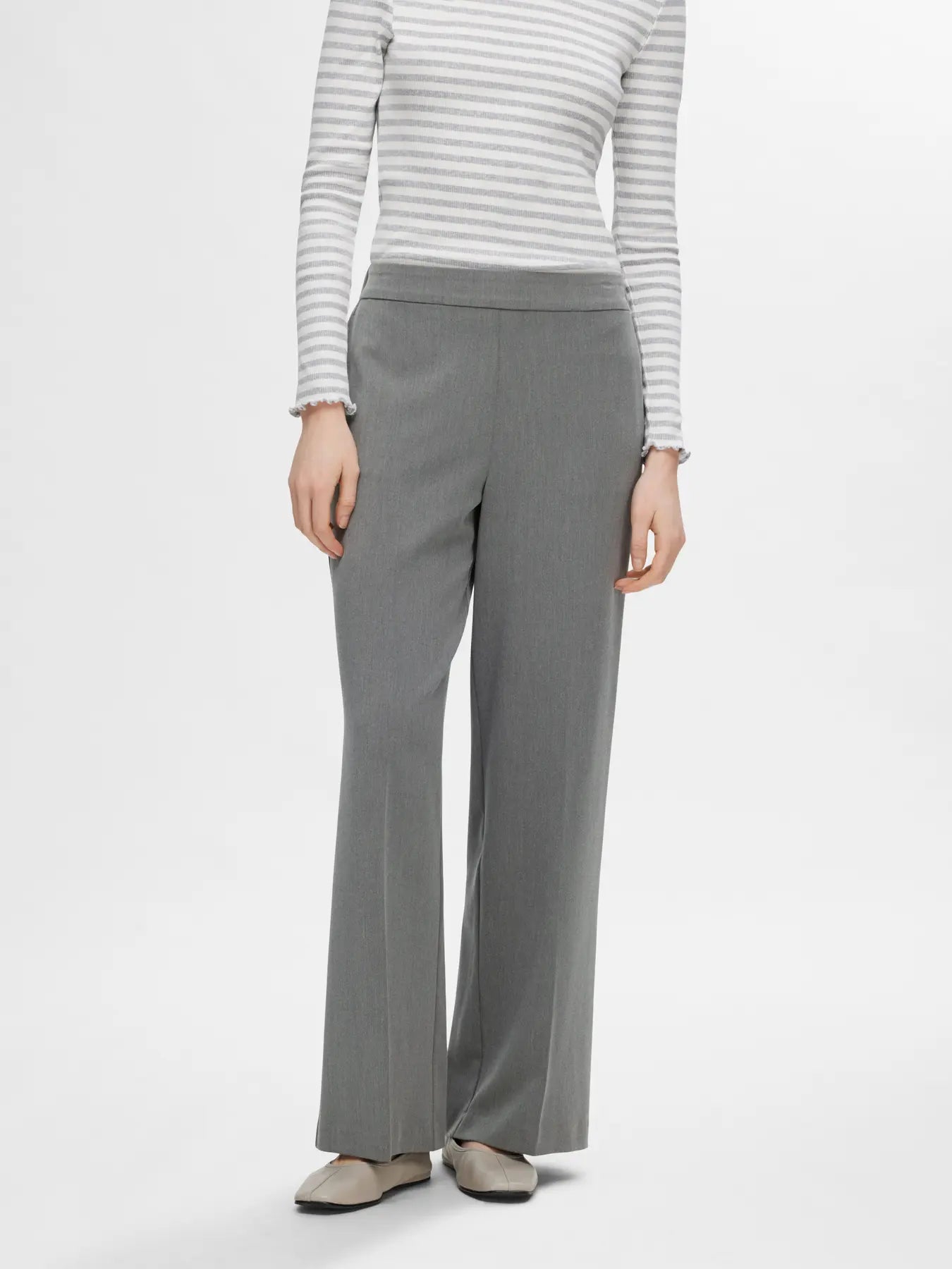 Emma-Tara Mw Wide Pant - Medium Grey Melange