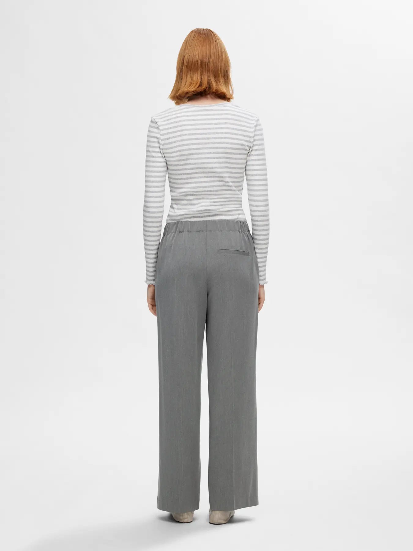 Emma-Tara Mw Wide Pant - Medium Grey Melange
