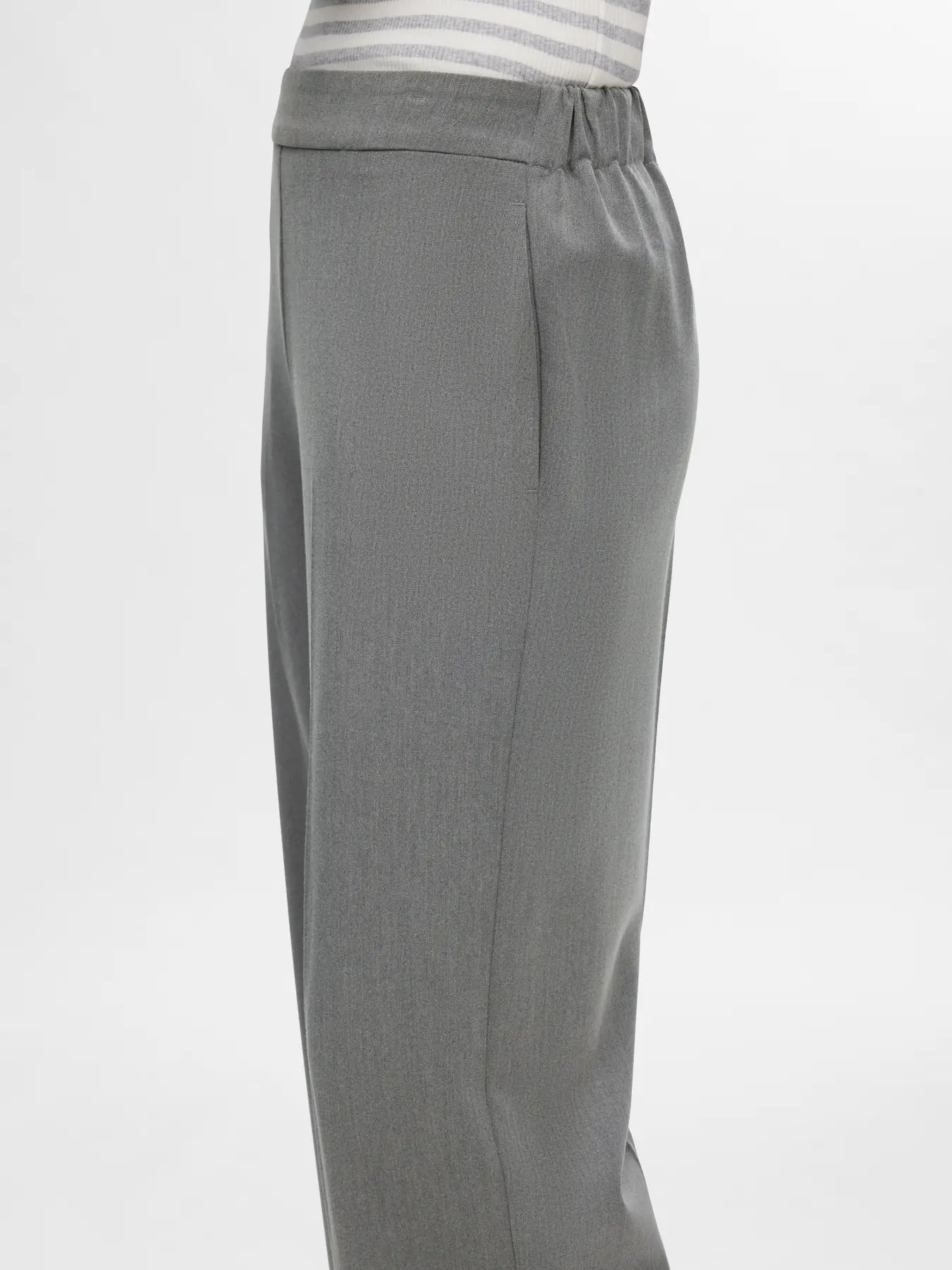 Emma-Tara Mw Wide Pant - Medium Grey Melange