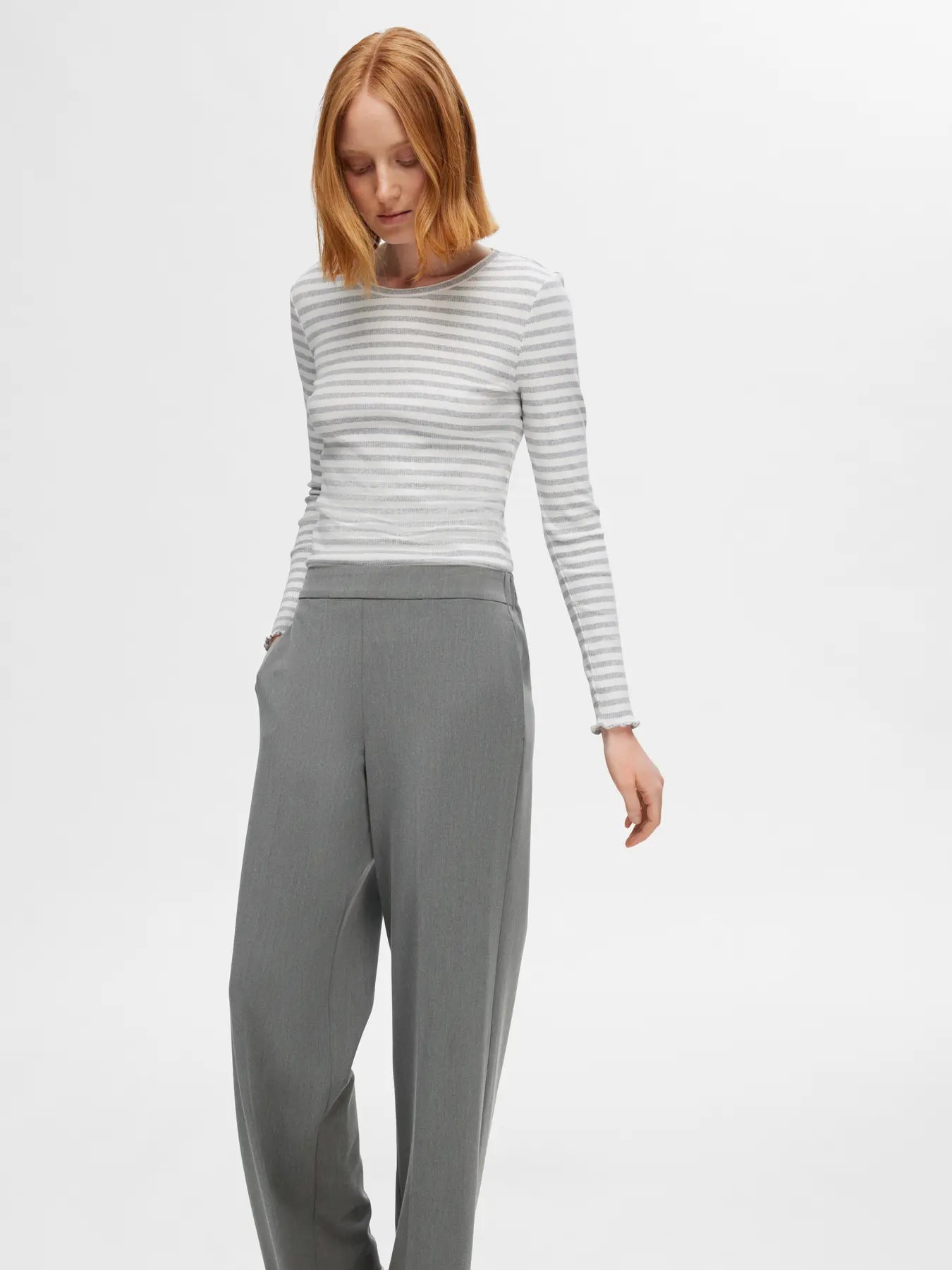 Emma-Tara Mw Wide Pant - Medium Grey Melange