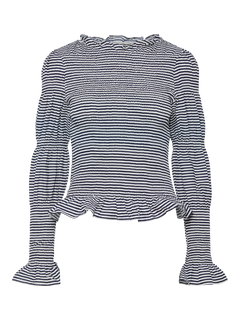 Yaschemma Ls Smock Top Noos - Star White Navy