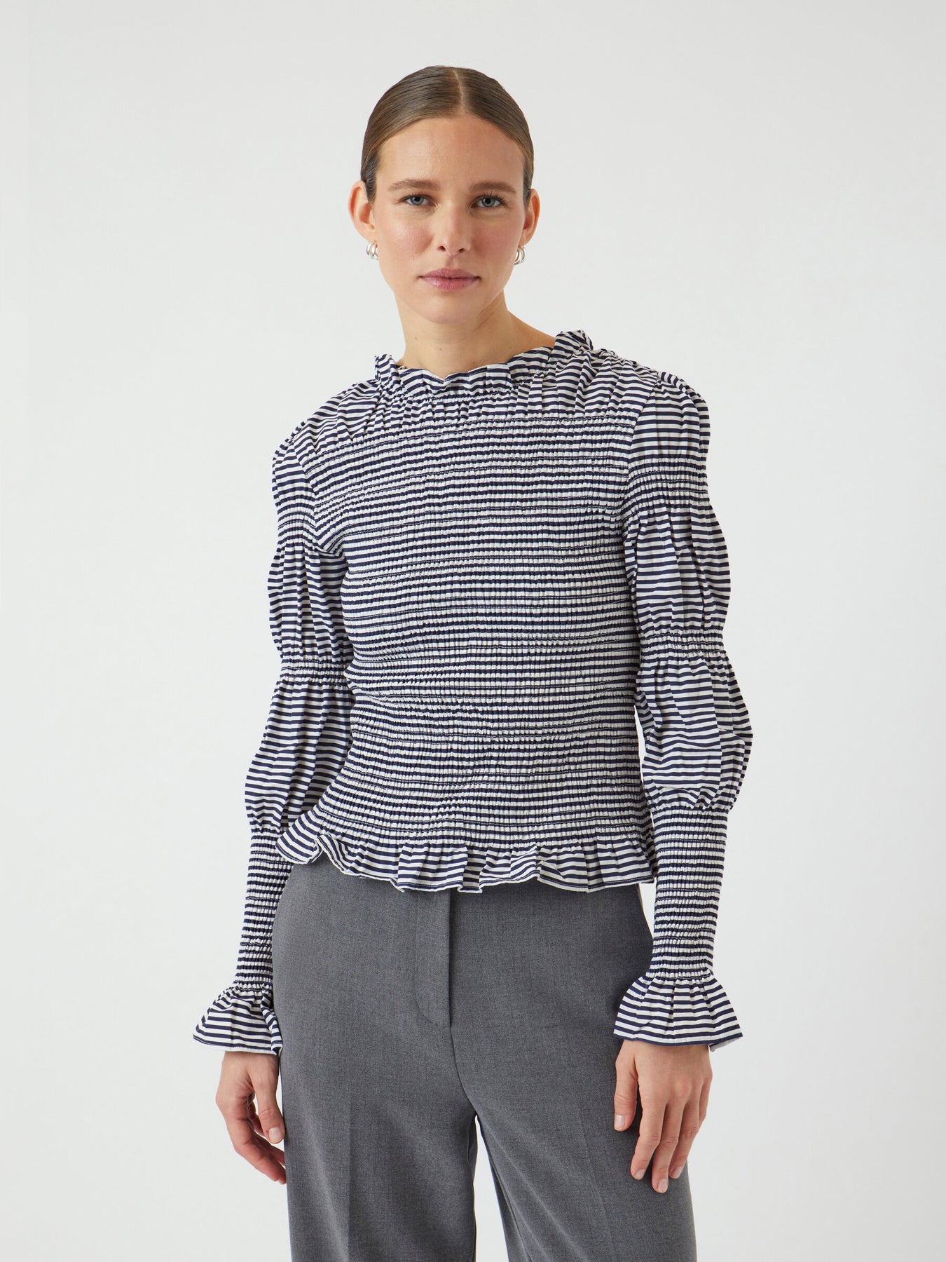 Y.A.S Yaschemma LS Smock Top - Star White Navy