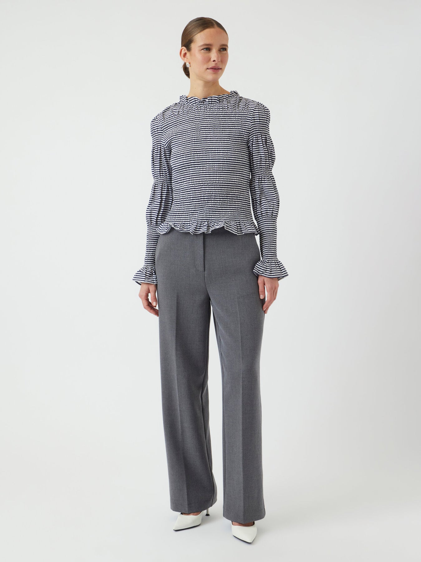 Y.A.S Yaschemma LS Smock Top - Star White Navy