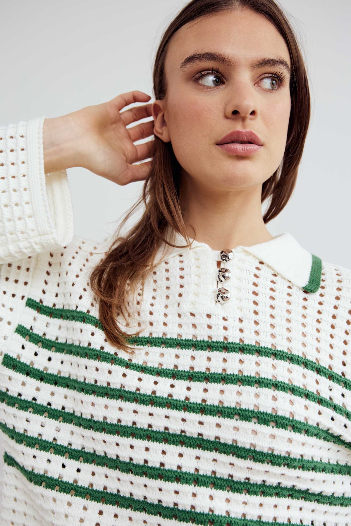Leen Knit - Talani Green Stripe