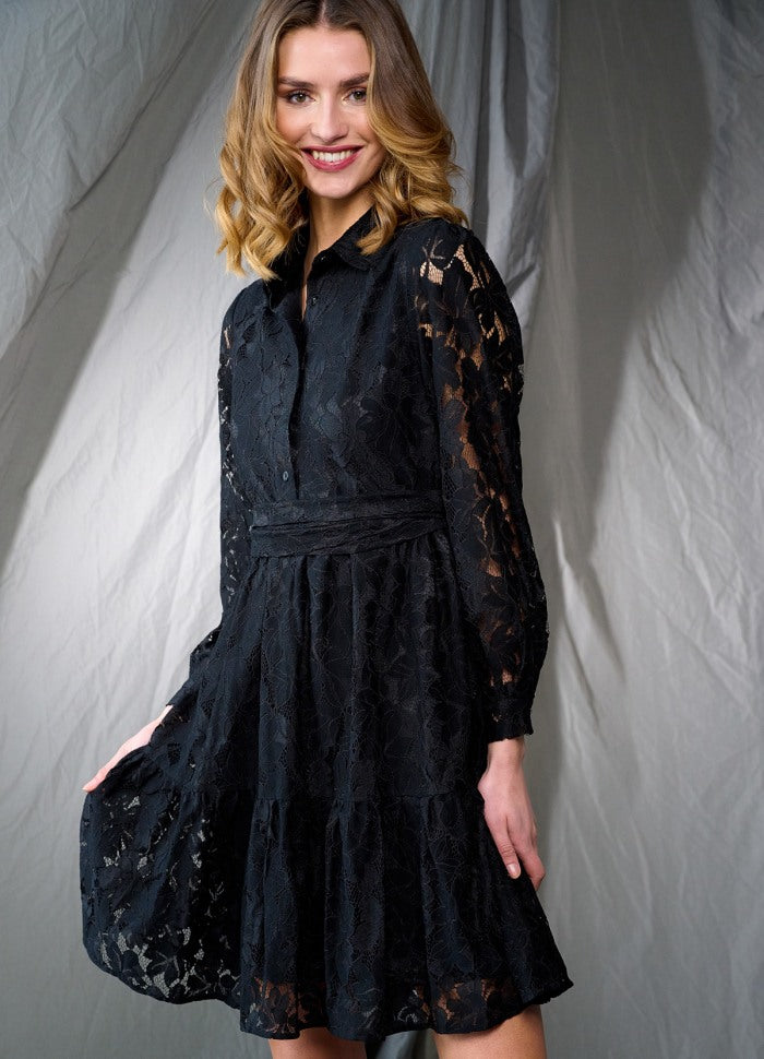 Pixi Shirt Dress Lace - Black