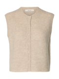 Lulu Sl Button O-Neck Vest - Birch Melange