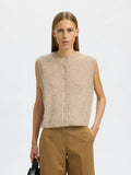 Lulu Sl Button O-Neck Vest - Birch Melange