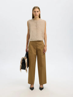 Lulu Sl Button O-Neck Vest - Birch Melange