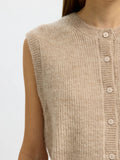 Lulu Sl Button O-Neck Vest - Birch Melange